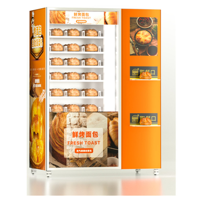 タッチ画面の生鮮食品の自動販売機の甘いパイはエレベーターが付いている寿司サラダ カップケーキの自動販売機をパン粉でまぶす